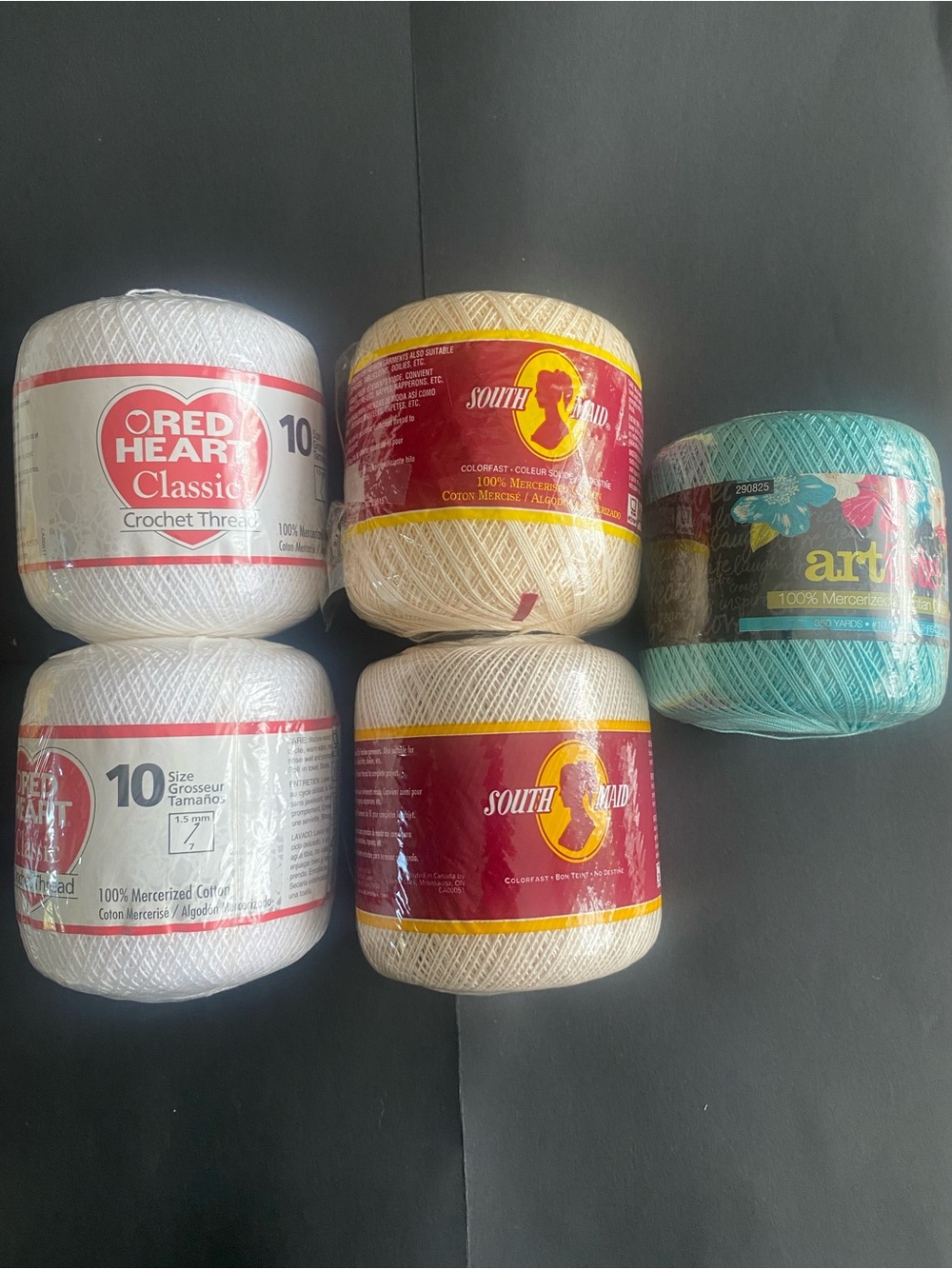Lot of 5 Size 10 Multiple Brands Size 10 Mercesized Cotton Crochet Thread